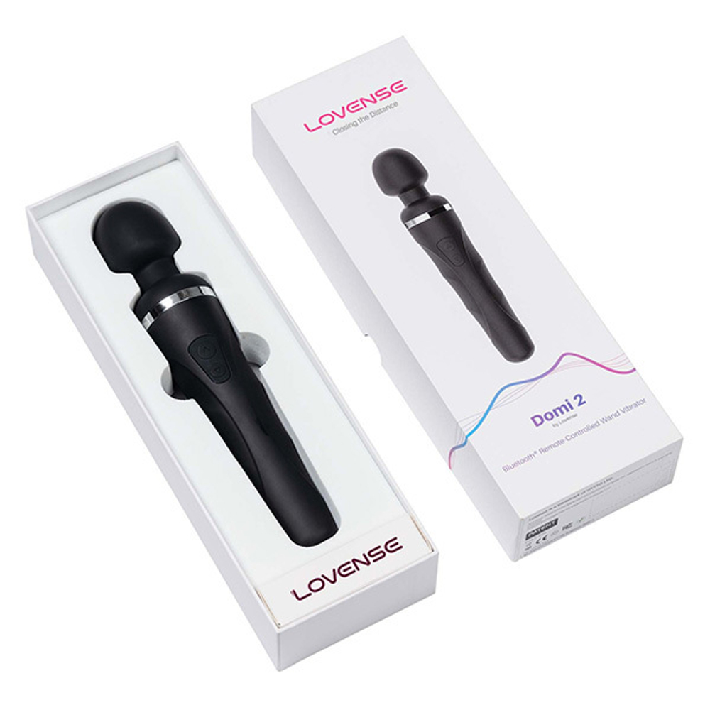 Черный вибратор-wand 23,3см с управлением через приложение Lovense Domi 2 Smart Massaging Vibrator Black