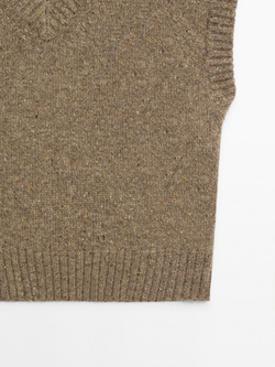 Massimo Dutti Жилет из 100% шерсти с V-образным вырезом, норка