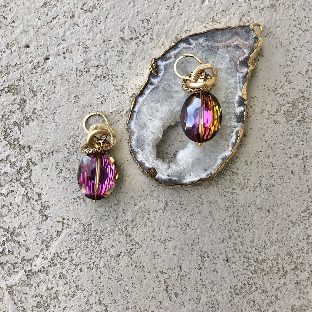 серьги радужные кристаллы серьги радужные кристаллы