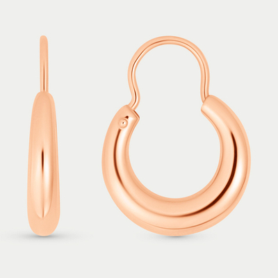Серьги с замком скобой женские из розового золота 585 пробы без вставок (арт. 20189)