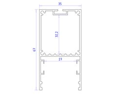 Ambrella Алюминиевый профиль накладной/подвесной "Profile System" 35*67 для светодиодной ленты до 32,8мм Profile System GP3000BK