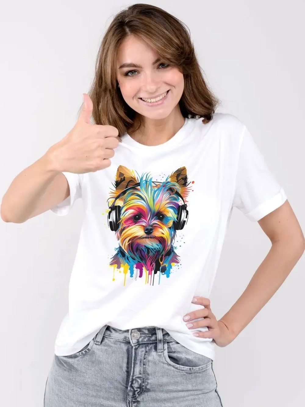 Футболка оверсайз с принтом собакой Бигль Корги Хаски