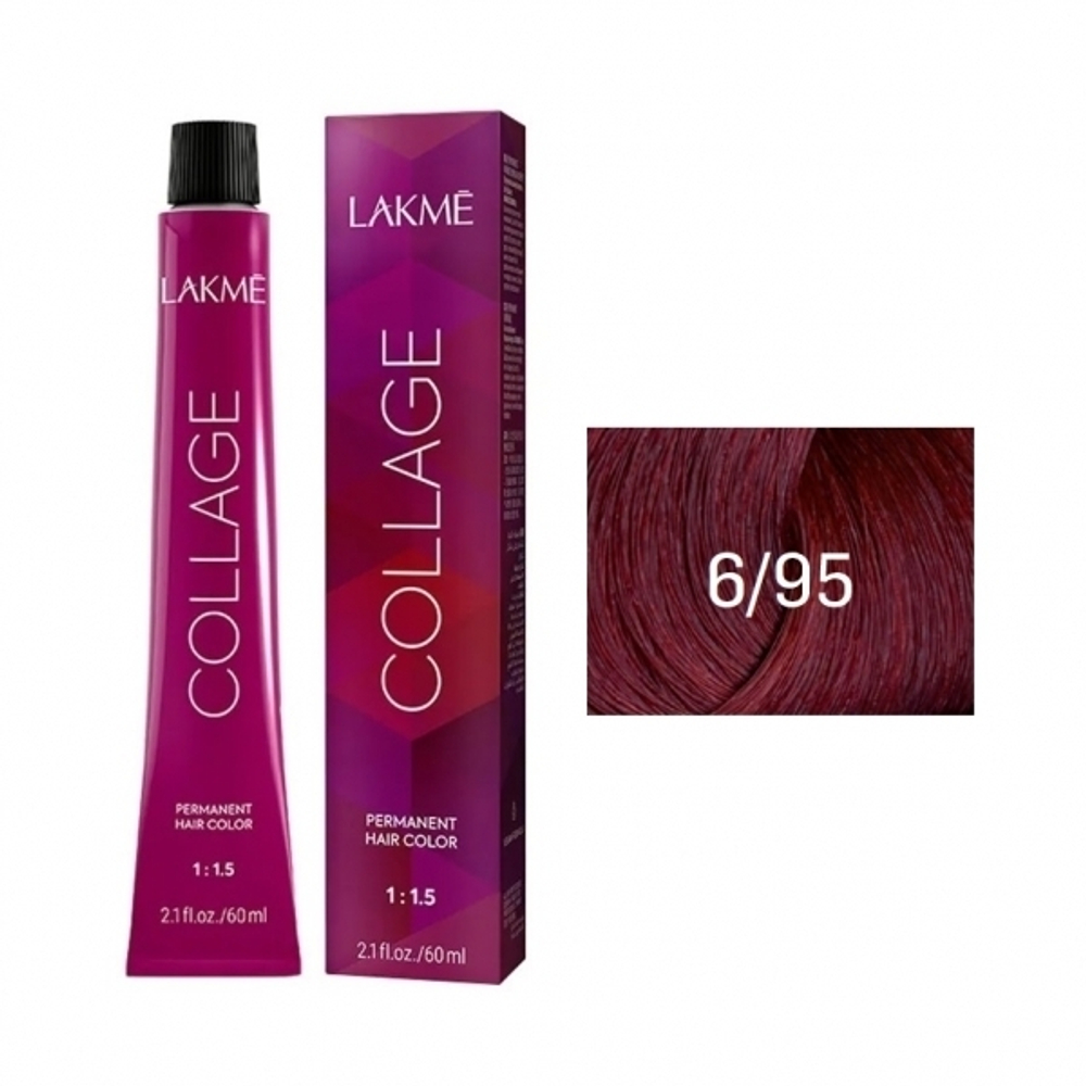 Lakme Collage Крем-краска для волос, 6/95 Темный блондин красно-махагоновый, 60 мл