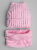 Шапка для девочки осенняя c ушками и снуд