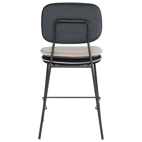 Полубарный стул Pea, темно-серый/бежевый велюр с контрастным кантом