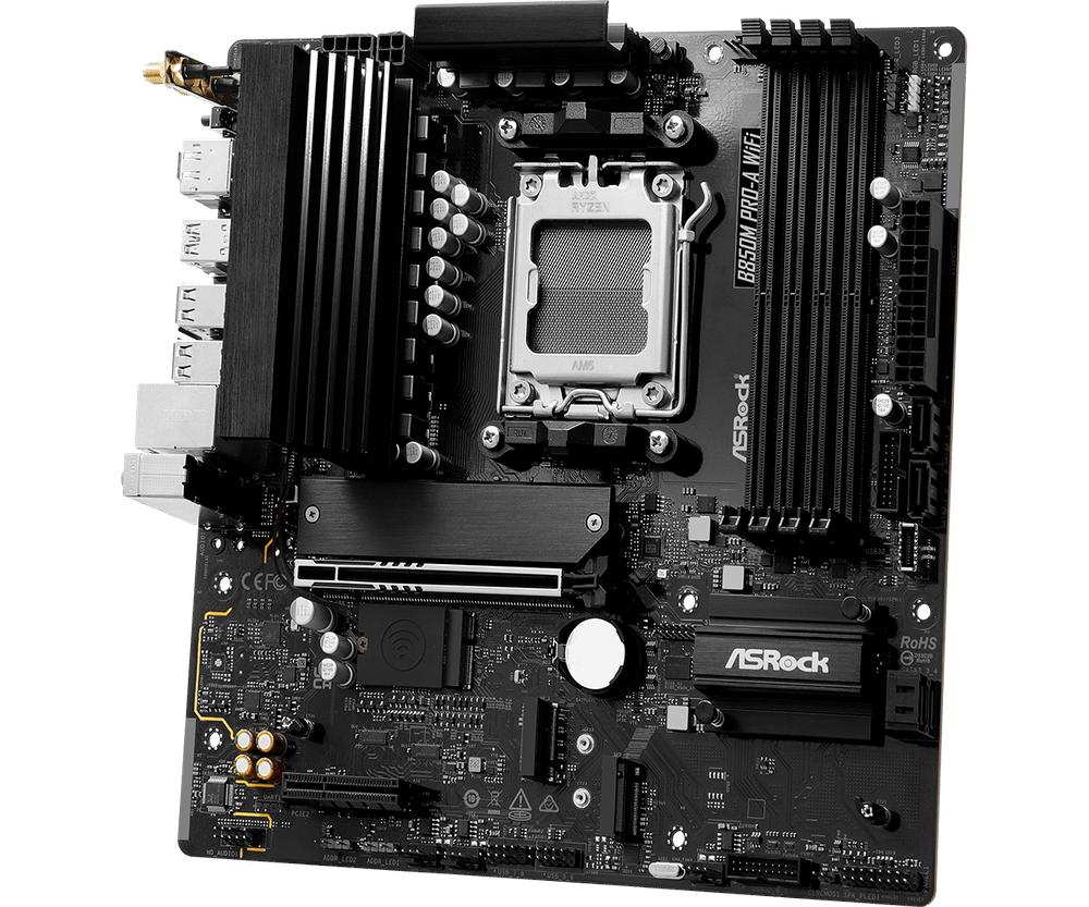 Материнская плата ASRock B850M PRO-A WIFI AM5 4xDDR5 4xSATA 3xM.2 15xUSB 1xHDMI 1xDP WiFi6E mATX