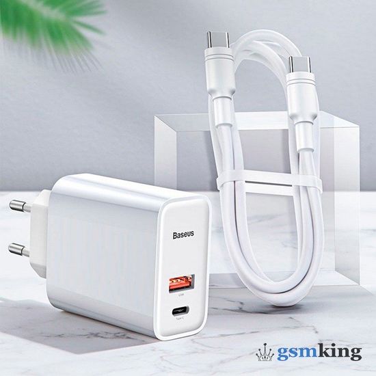 Baseus Speed PPS Quick Charger C+U 30W (With 1M C to C Cable) EU White TZCAFS-A02