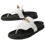 Hermes Empire comfortable casual rubber-soled flip-flops women's white, H232116 Z90