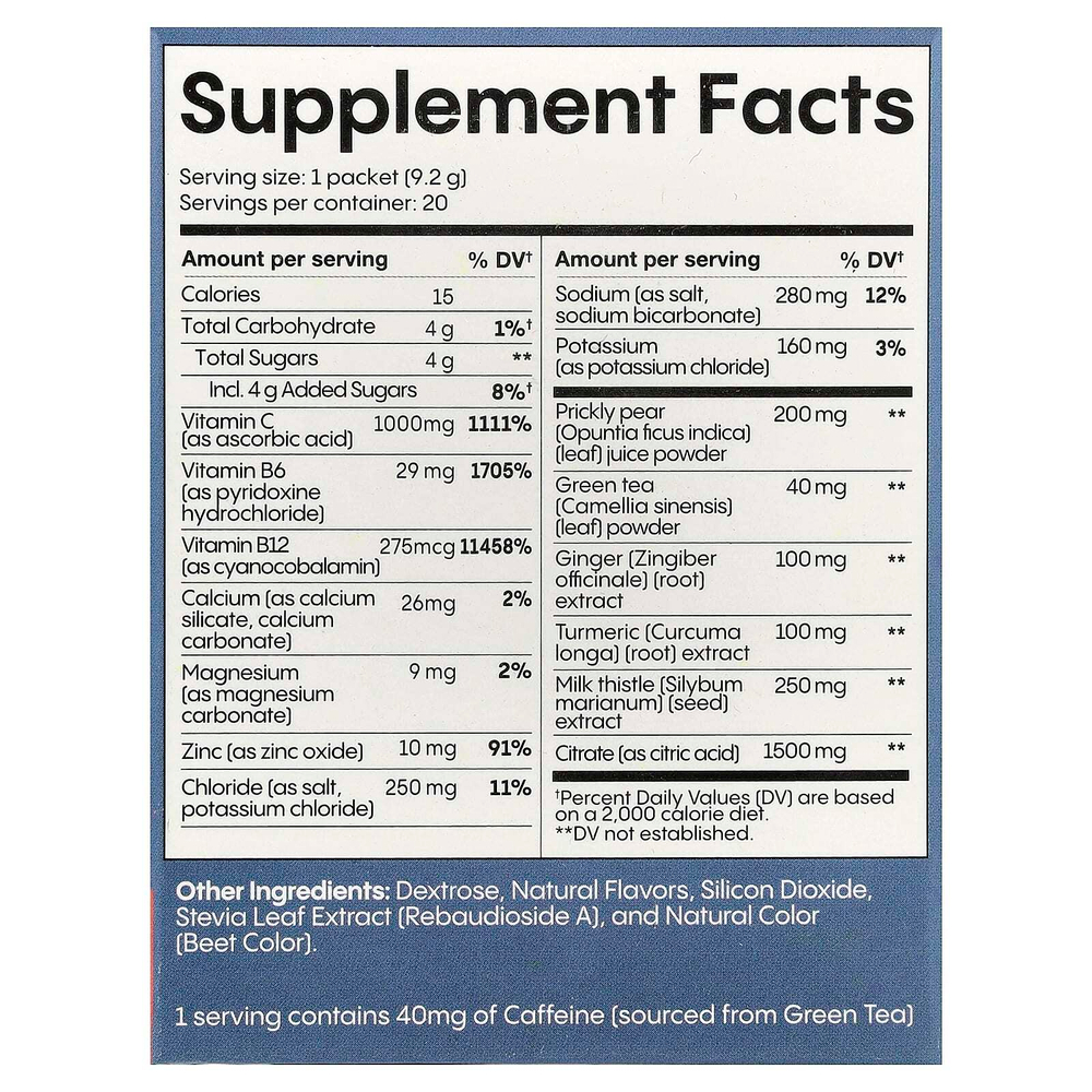 Hydralyte, HydraLyte Plus®, поддержка печени, красный апельсин и имбирь, 20 пакетиков по 9,2 г (0,32 унции)