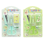 Канцелярский набор детский 6 предметов, с ножницами, степлером, скобами и скотчем, MC-Basir, подарочный набор канцелярских принадлежностей для школы, серия Авокадо