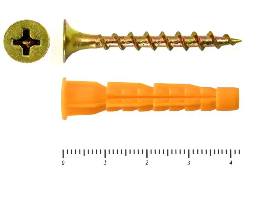 Универсальный крепёж PRO-класса: дюбель с бортом 6х42 + саморез универсальный 5х40 (500 шт)