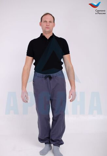 Брюки ортопедические с молниями по бокам. Размер XL (50-52). Цвет Т-СЕРЫЙ ТРИКОТАЖ. Рост 170/176