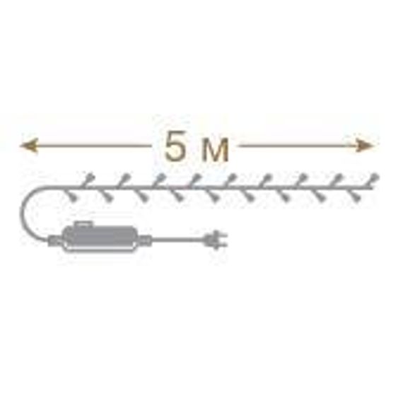 Светодиодная нить 5 м., 50 холодных белых LED ламп, зеленый провод, Vegas (55060)