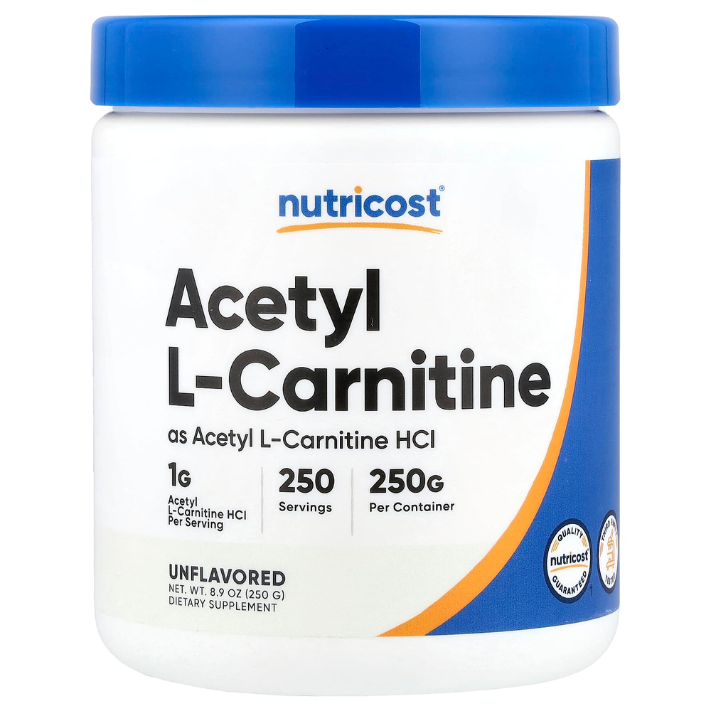 Nutricost, ацетил-L-карнитин, без добавок, 250 г (8,9 унции)