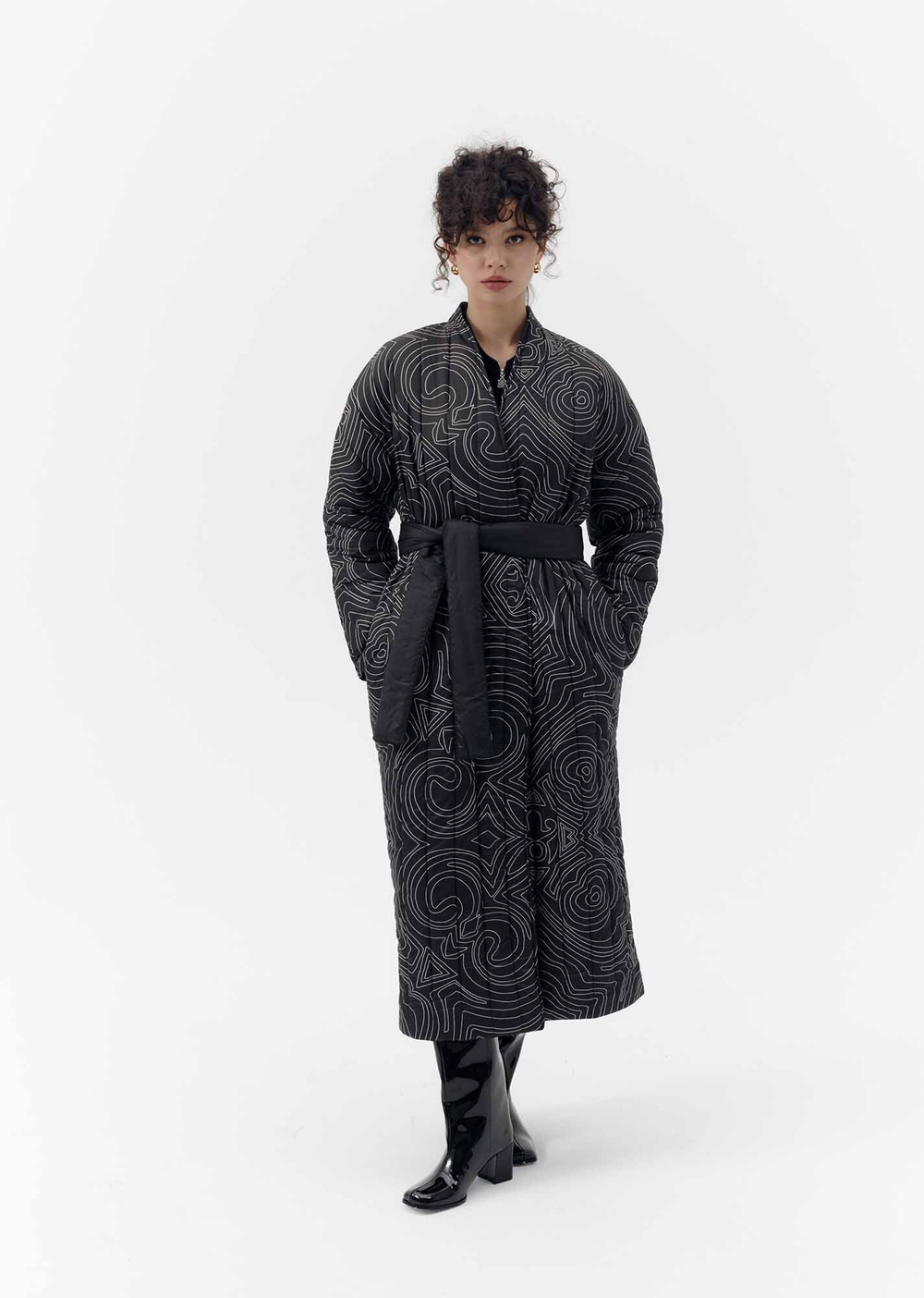 Двустороннее стёганное пальто, черный, м.2437 р. L/XL