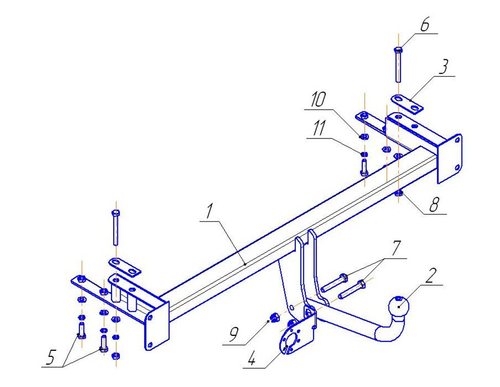 Фаркоп для Chevrolet Lacetti универсал. Тип шара: A. Нагрузки: 1250/75 кг, CV 04