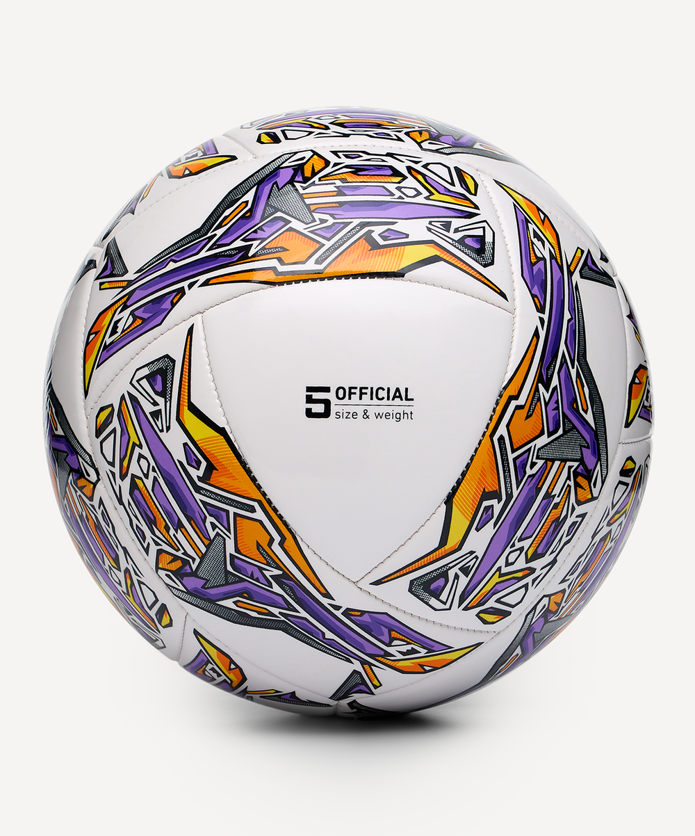 Мяч футбольный JÖGEL Uno №5, белый/фиолетовый/оранжевый