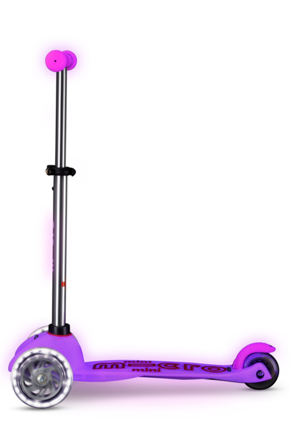 Самокат Mini Micro Deluxe Glow (светящийся) LED морозный розовый