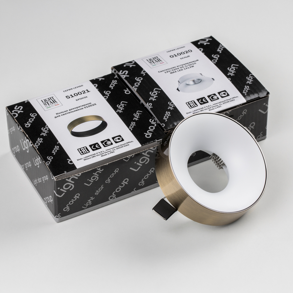 L01002021 Светильник LEVIGO MR16/HP16 БЕЛЫЙ МАТОВЫЙ/БРОНЗА (010020+510021)