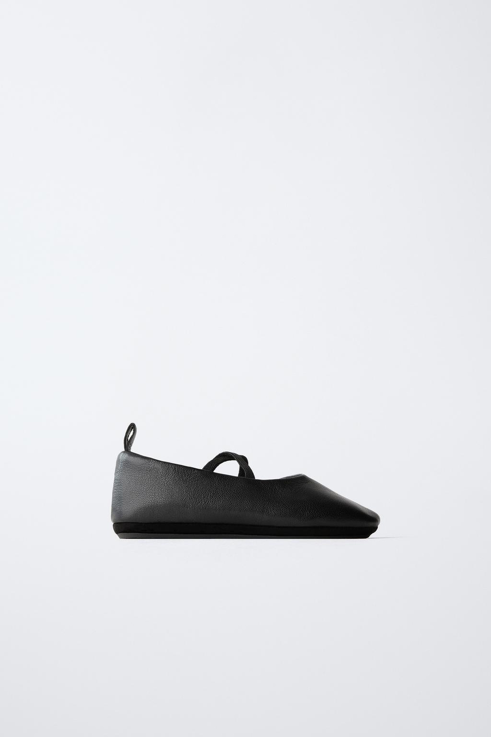 ZARA КОЖАНЫЕ БАЛЕТКИ, ЧЕРНЫЙ