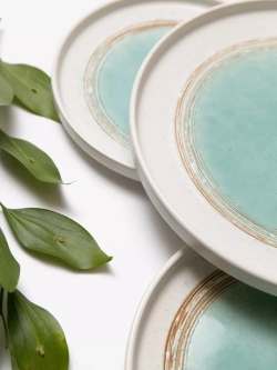 Набор 2шт тарелок с бортами 26 см Аквамариновое золото