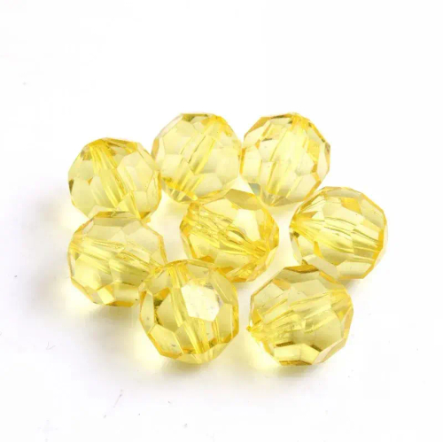 Акриловые бусины шарик граненый 8/10 мм, цвет: Желтый, уп/500 гр