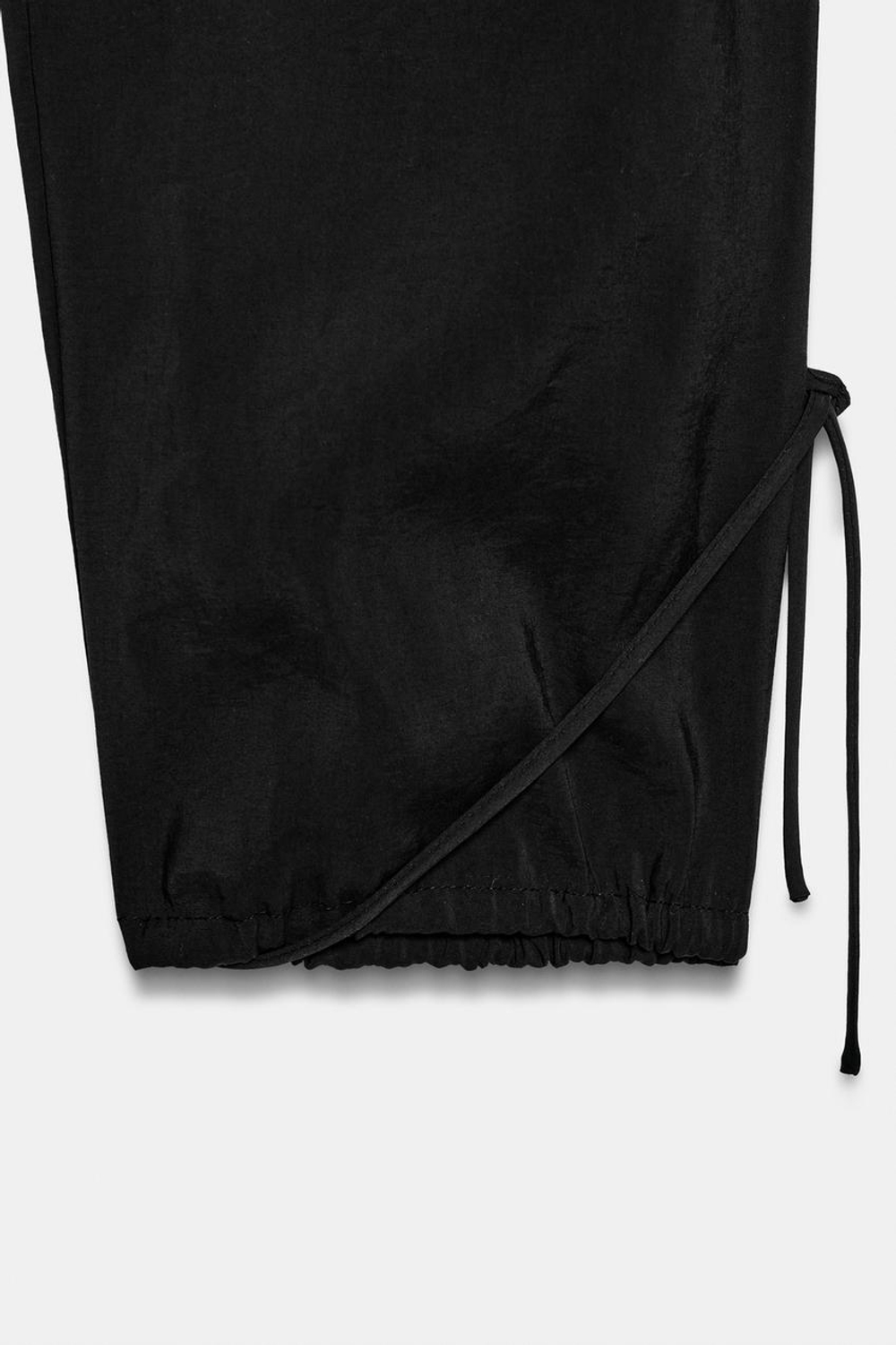 ZARA БРЮКИ BAGGY С ЛЕНТАМИ, ЧЕРНЫЙ