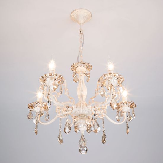 3281/5 / подвесной светильник /   белый с золотом/тонированный хрусталь Strotskis