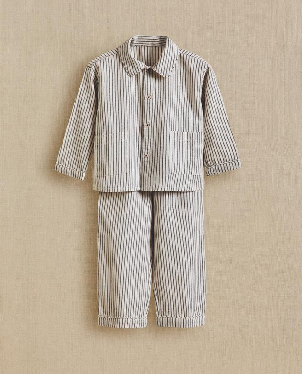 ZARA HOME ДЕТСКАЯ ПИЖАМА НА РОЖДЕСТВЕНСКУЮ ТЕМАТИКУ В ПОЛОСКУ, ЖЕЛТОВАТО-БЕЛЫЙ