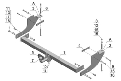 Фаркоп для Great Wall Safe 2005-2009 Тип шара: A. Нагрузки: 1200/75 кг, GW 07
