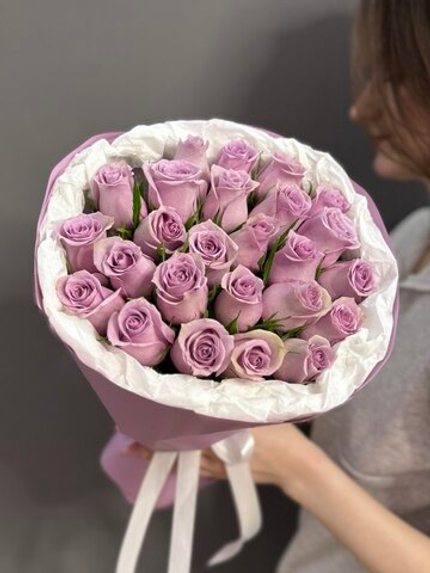 Букет из 25 сиреневых роз (Кения 40 см)