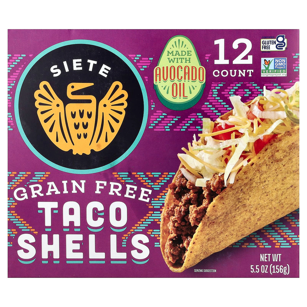 Siete, Grain Free Taco Shells, 12 Shells, 5.5 oz (156 g)