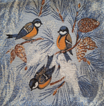 Декоративный гобеленовый чехол для интерьерной подушки Синицы 47х47