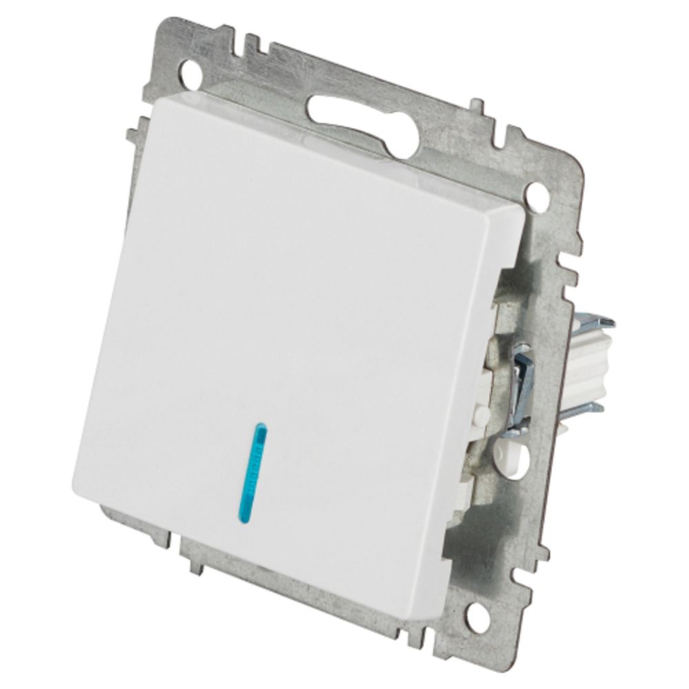 Выключатель Intro Accent 6-102-01 с подсветкой, 10А-250В, IP20, СУ, AL/CU, белый | Intro