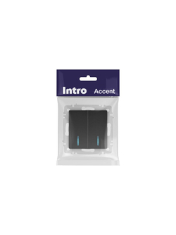 Выключатель 2-кл. СП Accent 6-105-05 10А IP20 250В с подсветкой AL/CU антрацит Intro Б0063516