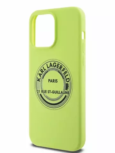 Чехол Karl Lagerfeld Liquid Silicone Round Logo для iPhone 15 Pro Green (Зелёный)