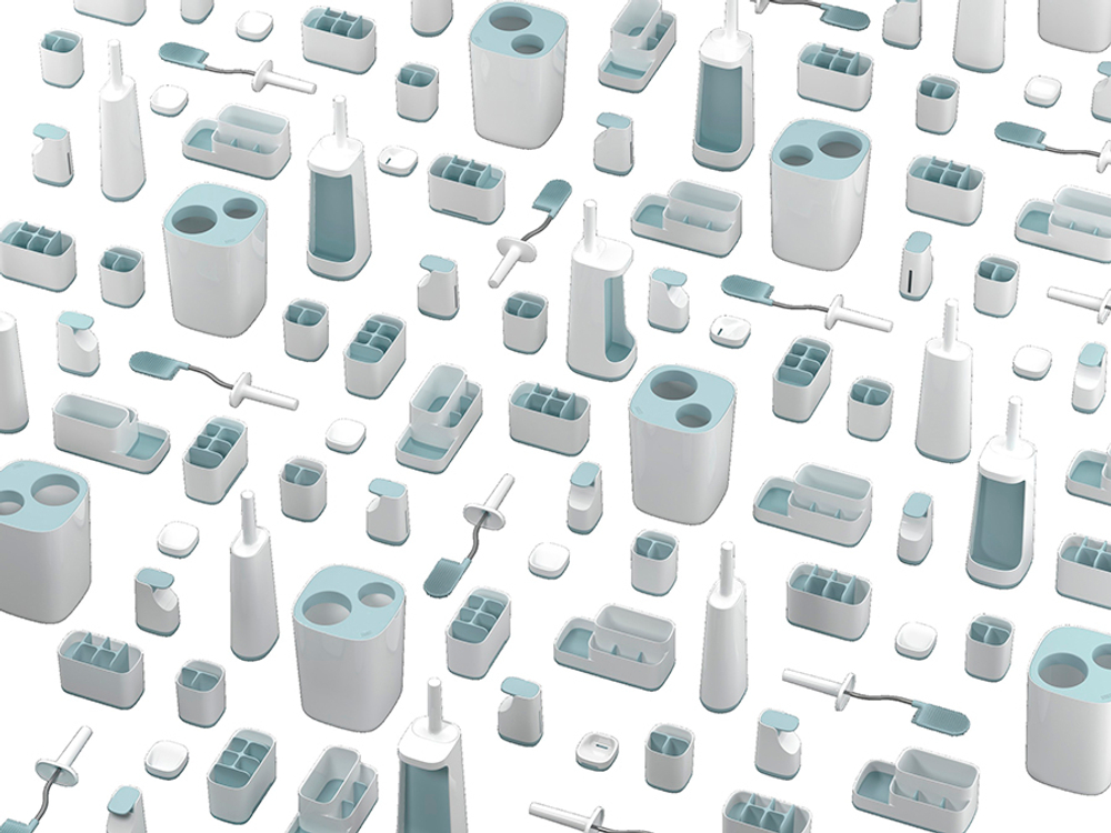 Органайзер для зубных щеток easystore™, 9х9х13 см, бело-голубой