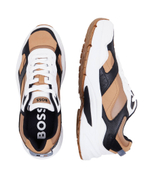 Кожаные кроссовки levitt_runn_lt BOSS BLACK - коричневый(50513142)