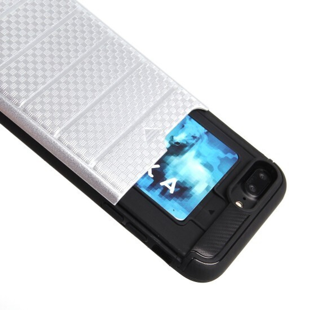 Чехол с вырезами под пластиковые карты для iPhone 7 Plus, 009464 Серебристый