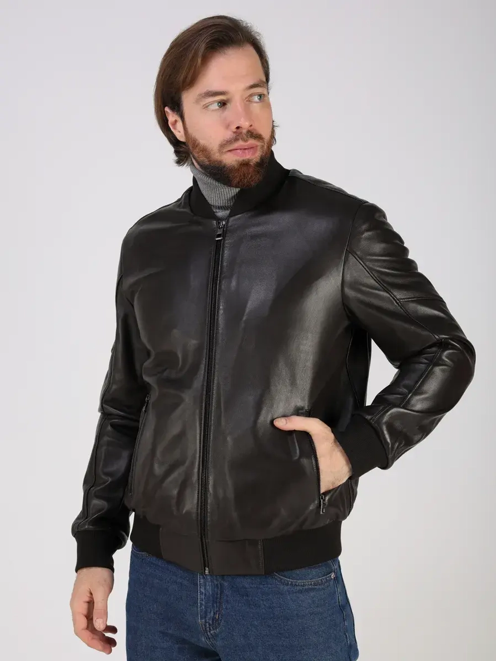 Кожаная куртка демисезонная Турция бомбер