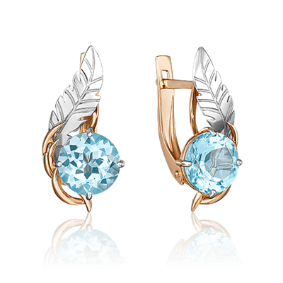 Серьги из комбинированного золота с топазом