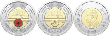 Канада 2 доллара, 2025 Чествование неизвестного солдата Канады