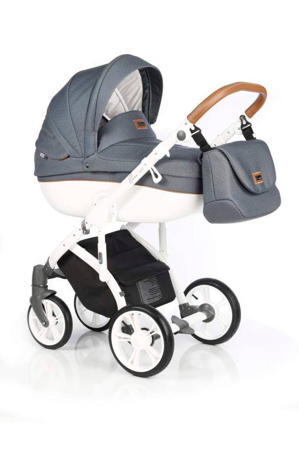 Детская коляска Roan Bass Soft 3 в 1 New 2019 (Серый) Blue Dots