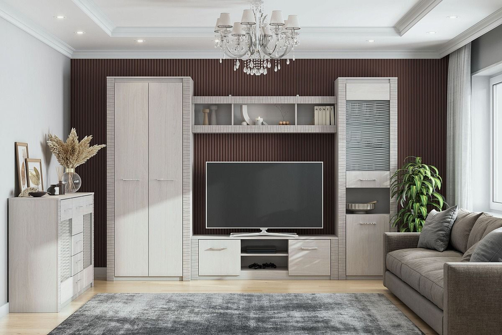 Шкаф для одежды распашной с полками Ясень Анкор светлый/Сандал светлый 90х49х220 см