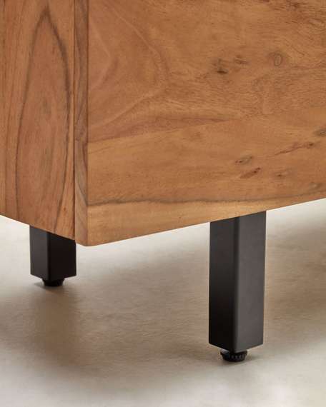 Буфет Uxue из массива акации с беленой отделкой и черной сталью 100 x 155