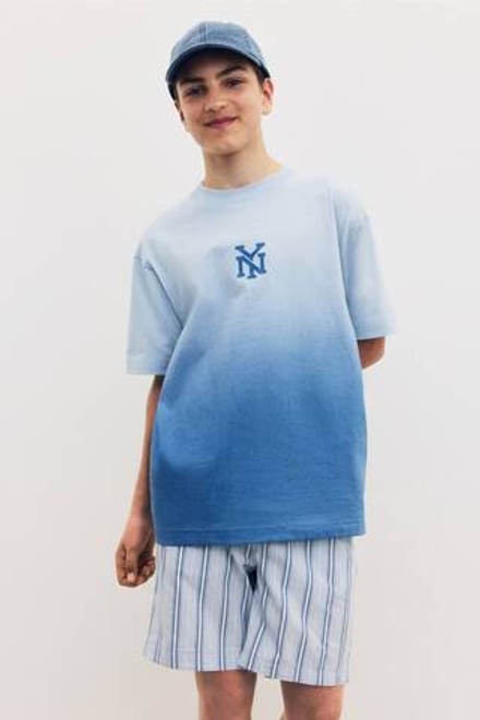 H&M Футболка из хлопка с принтом, синий