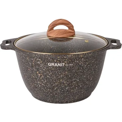 Кастрюля 4л «Granit ultra» (black-gold) со стеклянной крышкой кгбг42а