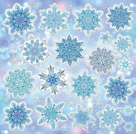 Витражная наклейка 33*35см "Снежинки"