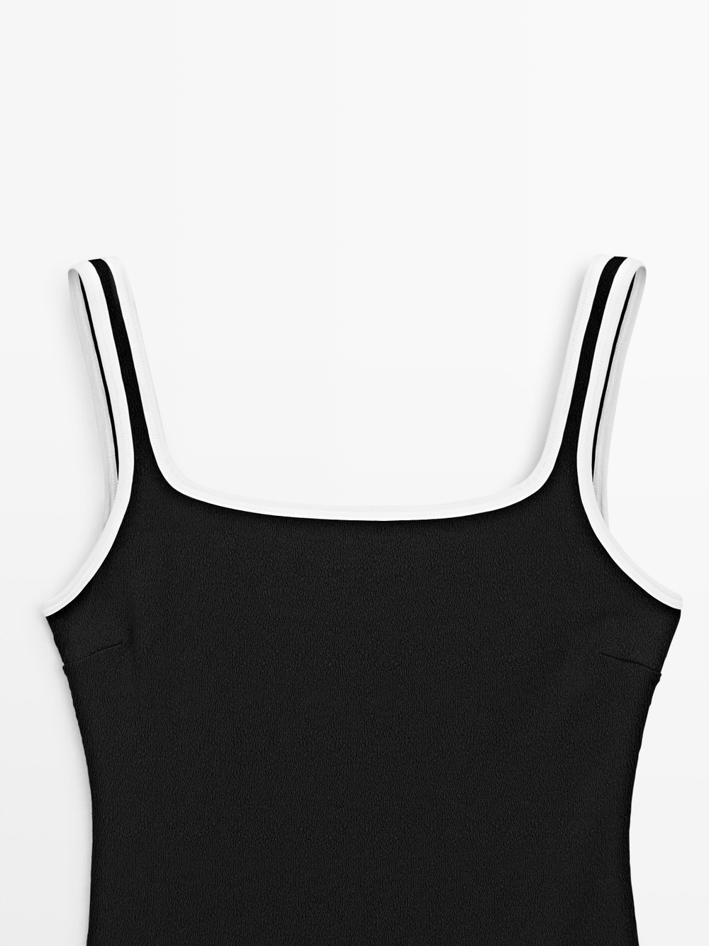 Massimo Dutti Комбинированный купальник из рельефной ткани, черный