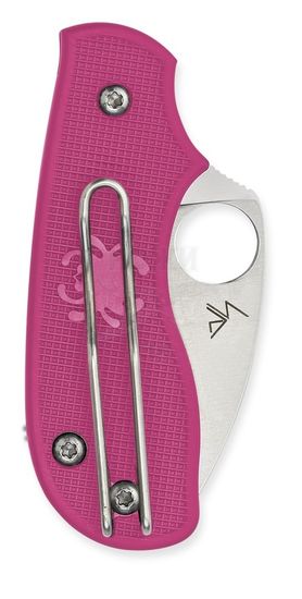 Складной нож Spyderco Squeak Pink C154PPN c клинком из стали Böhler N690Co, рукоять FRN